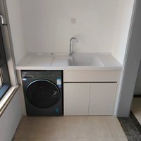 Lavabo intégré en pierre de quartz personnalisé pour balcon, buanderie, salle de bain, grand lavabo, bac à lave-linge