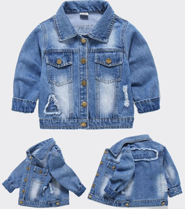 Q20806 Children's Clothing New Boys Fashion Patch Ripped Denim <b>Jacket</b> Boy Denim Outerwear Coat - Product Image 4