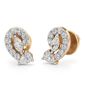 Pendientes Clásicos de Oro Amarillo con Diamantes, Corte Brillante Redondo, Joyería de Boda para Mujer - Product Image 1