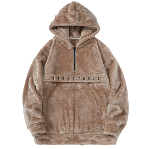 <b>Men's</b> Oversized Fleece Half Zip Hoodie Basketball Graphic Knitted Polyester Regular Fit Winter Streetwear <b>Pullover</b> - Product Image 3