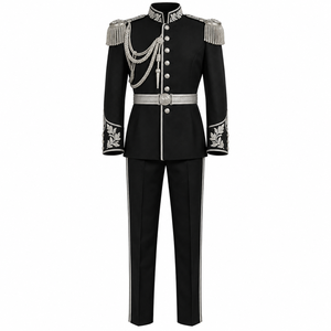 Uniforme Cérémoniel Blanc pour Hommes avec Broderie Dorée et Pompons, Taille Adulte, Matière Polyester, Service OEM - Product Image 4