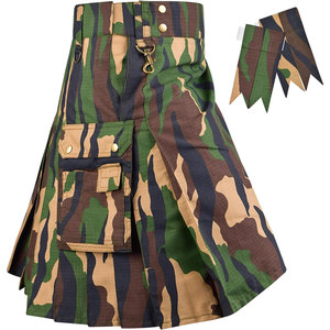 Kilt utilitaire camouflage pour hommes – Kilt tactique robuste en coton pour hommes avec ferrures en laiton - Product Image 1