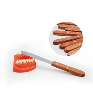 Spatule dentaire de haute qualité avec manche en bois, lame argentée, instrument manuel de classe I, poignée ergonomique - Product Image 3