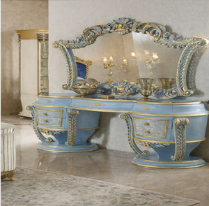 Handcrafted raw wooden console <b>table</b> with matching baroque mirror frame, available at wholesale prices. - Product Image 4