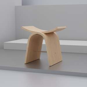 Tabouret de douche géométrique moderne en bois, siège de bain incurvé, chaise de toilette en contreplaqué, mobilier de salle de bain, décoration - Product Image 1