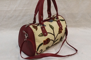 Bolso de lona de Cachemira con bordado Ari, correa de cuero PU, bolso de mano floral, bolso de viaje, logotipo personalizado - Product Image 3