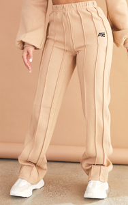 Wholesale Women Beige Hoodie and Wide Leg Pants <b>Set</b> Custom Fleece Tracksuit Private Label Manufacturer - Product Image 2