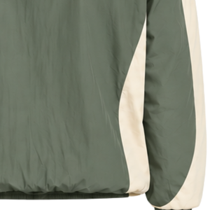Mens Olive Green Neutral Nylon Hoodie <b>Shorts</b> Set Quarter <b>Zip</b> Colorblock Lightweight Sports Training Running Casual Outfit - Product Image 5