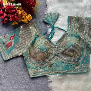 Colección Premium, Nueva Variedad de Ropa de Boda, Blusa de Seda Cosmos con Bordado, Conjunto Listo para Usar, Compras Étnicas en Línea en India - Product Image 4