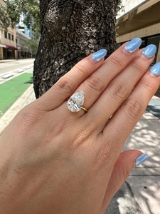 Bague de fiançailles de luxe en or jaune 14K 18K avec diamant de laboratoire taille poire de 5 à 10 carats, certifié IGI, bague solitaire en forme de goutte, bijoux - Product Image 4