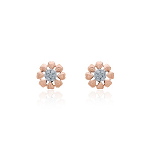 Elegantes Pendientes de Oro Rosa con Diamante Natural de 0.07 Quilates, Corte Brillante Redondo, Color HI, Claridad VS SI, Certificado IGI, para un Estilo Atemporal - Product Image 2