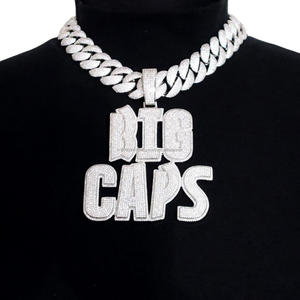 Moissanite Custom Name Pendant Two Layer Iced Out Initial Letter <b>Necklace</b> Cuban Link Chain Hip Hop <b>Men</b> Jewelry - Product Image 1