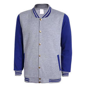 Classique hommes mince bleu coton veste Stand Bomber Style Varsity Baseball Motif automne Moto tissé toile matériel pour l'hiver - Product Image 2