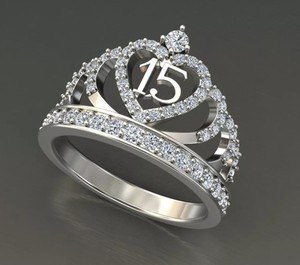 แหวนเงินแท้ 925 สุดหรูสำหรับงาน Quinceanera 15 ปี ดีไซน์มงกุฎเจ้าหญิง ประดับเพชร CZ สวยงาม เหมาะเป็นของขวัญ - Product Image 2