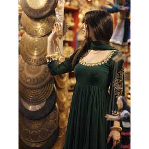 Vestido de noche bordado de diseñador para fiesta-Plazzo y Dupatta - Product Image 3