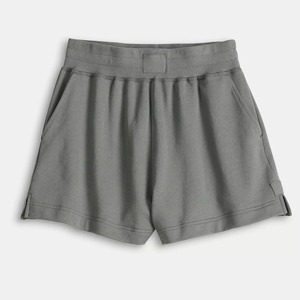 New Fashionable Breathable Button Women's Shorts 100% Cotton Fleece Fabric Custom Embroidered Logo <b>Elastic</b> Waist Quick Dry - Product Image 3