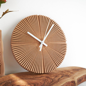 Horloge murale en bois Art Déco de luxe pour salon, mouvement mécanique, taille et couleur personnalisables - Product Image 4