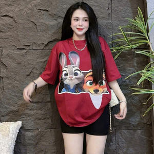 เสื้อยืดลายการ์ตูนน่ารักสำหรับผู้หญิง-ผ้าฝ้ายนุ่มระบายอากาศได้ดี สไตล์ลำลอง เข้ากับกางเกงยีนส์ กระโปรง และกางเกงขาสั้นได้อย่างลงตัว - Product Image 4