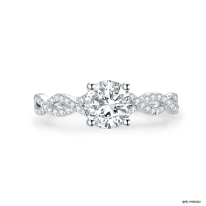 แหวนหมั้นเพชรทรงบริลเลียนต์วินเทจเงินแท้ประดับเพชรแล็บโกรว์ Infinite Glow พร้อมใบรับรอง IGI สำหรับผู้หญิง เหมาะสำหรับวันครบรอบ - Product Image 1