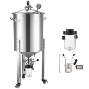 Fermentatore Secondario Conico in Acciaio Inox da 60L (16 Galloni) con Pressione di 15 PSI e Tubo di Raffreddamento per la Produzione di Birra - Product Image 1