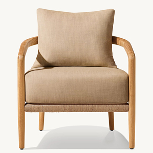 Wooden SofaLounge Chair Minimalist Wood Two Seat Garden <b>Sofa</b> With White Cushions <b>Outdoor</b> Furniture Durable Design - Valeo - Product Image 5