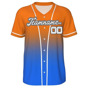 Maillots de baseball et de softball personnalisés respirants pour équipes, 100 % coton biologique, impression sérigraphique, séchage rapide, col en V, haute qualité - Product Image 2