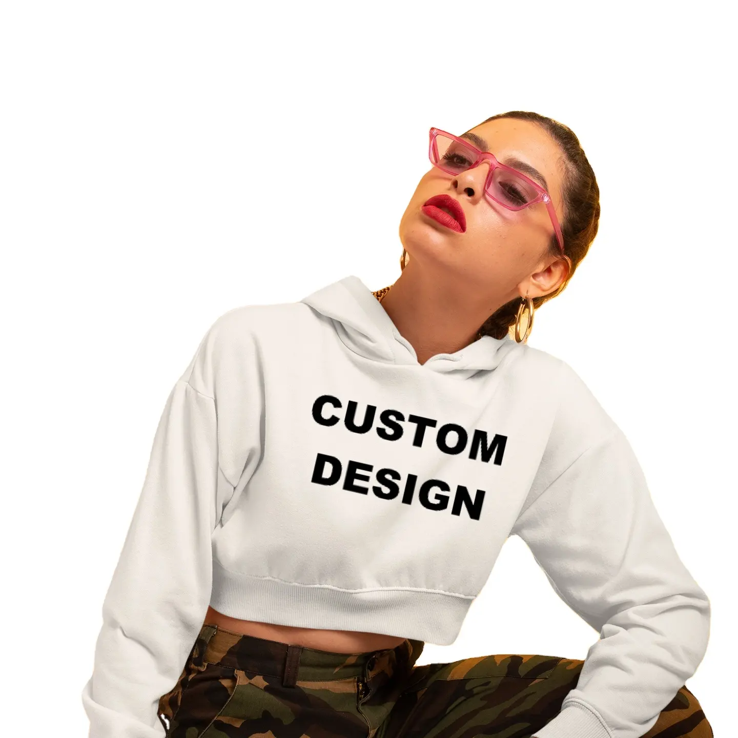 Fashionable %100 Cotton Cropped Hoodies For Women New Season Fashionable Design Made in Turkey