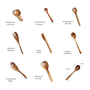Ensemble de 4 louches en bois naturel écologiques, ustensiles de cuisine, pour cuisiner, servir, camping, durables, légers, compatibles avec le four à micro-ondes - Product Image 2