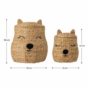 Handwoven Water Hyacinth <b>Storage</b> <b>Basket</b> with Cute Bear Design Lid <b>Toy</b> Organizer Nursery Laundry <b>Basket</b> Home Decoration - Product Image 3