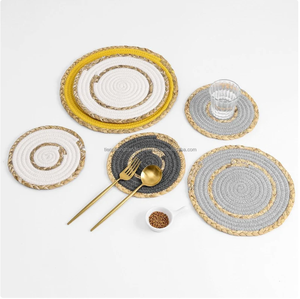 High Quality <b>Set</b> of 6 Mix Color Woven Wicker Table Water Hyacinth <b>Placemats</b> D11.8inch - Product Image 5