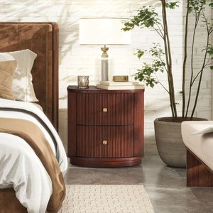 Tavolino Laterale in Legno di Faggio Noce Scuro con 2 Cassetti da 24 Pollici per Comodini, Edizione San Valentino - Product Image 1