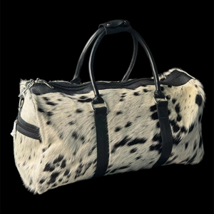 กระเป๋าหนังแท้ทรงดัฟเฟิล หนังวัวแท้ กระเป๋าเดินทางสไตล์วินเทจ ความจุขนาดใหญ่ กระเป๋าใส่สัมภาระสำหรับวันหยุดสุดสัปดาห์ ปิดด้วยซิป แฟชั่น พกพาสะดวก - Product Image 1