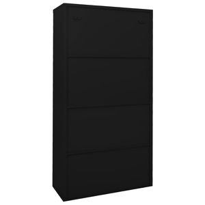 Armoire de bureau en acier noir avec verre trempé 35,4 x 15,7 x 70,9 pouces, armoires de classement - Product Image 4