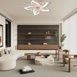 Plafoniera LED a Forma di Fiore da 27 Pollici, 40W, Dimmerabile, Motore AC, Profilo Basso, 3 Colori, 6 Velocità, Controllo Remoto e App, Tensione di Ingresso 220V - Product Image 1
