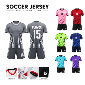 Tenue de football personnalisée, gris géométrique, sublimation, évacuation de l'humidité, 100% polyester, manches courtes, coupe régulière pour homme adulte - Product Image 5