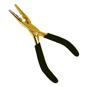 Salon Quality A+ Grade Black Hair <b>Extension</b> Pliers Stainless Steel Multi-Function Micro Ring <b>Bead</b> Tool Strong Hold Gold Coated - Product Image 2