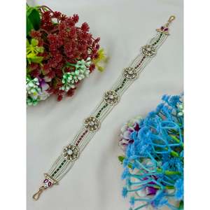 Indian Ethnic Brass Silver Plated Jewellery-Prapti Rhinestone Sheesh Patti Casual Style - Product Image 1