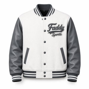 Veste universitaire vintage personnalisée pour homme, corps en laine, manches en cuir PU, patch en chenille, broderie, veste de baseball bomber - Product Image 1