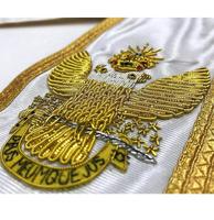 Tablier de regalia maçonnique en feutre non tissé, avec bordure en fils d'or brodée à la main de luxe, épingle de sûreté, taille personnalisée, logo hautement brodé