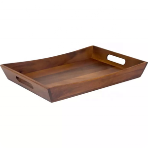 Plateau de service en bois d'acacia de haute qualité, plateau de service décoratif pour restaurant, hôtel, mariage, plateau de service en bois poli personnalisé - Product Image 1