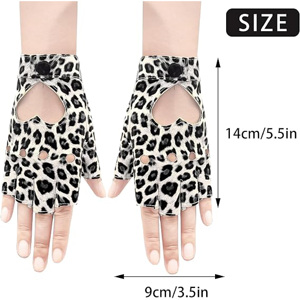 Wholesale Fashion <b>Women</b> PU Leather <b>Fingerless</b> <b>Gloves</b> Leopard Print Half Finger Driving <b>Gloves</b> Short Punk Rock Party <b>Gloves</b> - Product Image 6