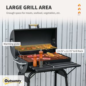 Parrilla Portátil de Carbón de 30 Pulgadas con Ruedas para Acampar al Aire Libre, con Rejilla de Carbón Ajustable y Estante de Almacenamiento - Product Image 4