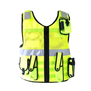 Gilet de sécurité haute visibilité réfléchissant en maille avec fermeture éclair, multi-poches, uniforme de travail unisexe en polyester pour la sécurité et la détection d'aiguilles - Product Image 1