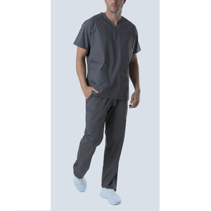 Ensemble de blouses médicales unisexes à col en V, uniforme de soins de santé, tenue de travail d'hôpital, coton tissé, nouvelle arrivée pour hommes - Product Image 1