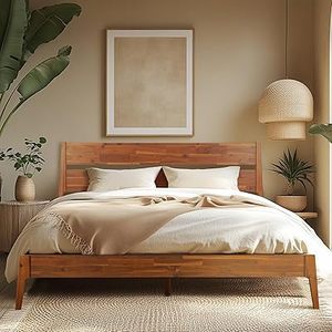 Lit de chambre à coucher sculpté à la main avec pied de lit, lit king size de luxe, cadre de lit en bois massif fait main, plateau en bois massif de qualité supérieure - Product Image 4