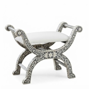 Mesa Auxiliar Artesanal con Incrustaciones de Hueso, Taburete con Diseño Floral, Muebles Modernos de Resina y Hueso de Camello al por Mayor para Decoración de Sala de Estar - Product Image 4