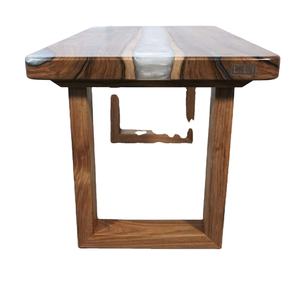 โต๊ะทานอาหารทำจากไม้อีพอกซี่ทำจากไม้พร้อมขาโลหะระดับพรีเมี่ยมและดีไซน์แบบดั้งเดิมเหมาะสำหรับตกแต่งบ้านที่ทันสมัย - Product Image 2