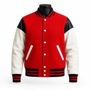 Chaqueta Universitaria Personalizada, Cuerpo de Lana, Mangas de Cuero, Chaqueta de Béisbol Estilo Letterman, Fabricante de Marca Privada OEM - Product Image 1