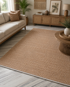 Alfombra de Entrada de Yute Hecha a Mano, Alfombra de Entrada a Rayas Naturales, Alfombra Ecológica para Interiores y Exteriores, Alfombra Personalizada - Product Image 1