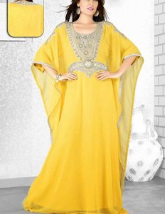 Abaya Casual Larga hasta el Suelo, Bordada en Azul, de Poliéster, Talla Grande, para Mujer, Estilo Oriente Medio, Corte Regular, Manga Larga, Vestido Modesto con Cuello Alto - Product Image 2